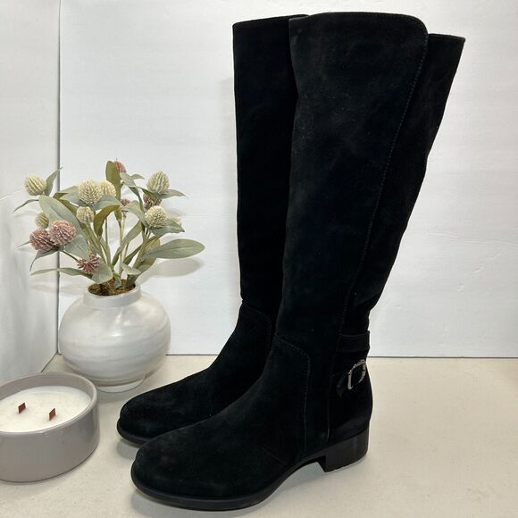 New La Canadienne Stella Suede Knee High Boots Side Zip Black Women 5M NWOB - Picture 3 of 10